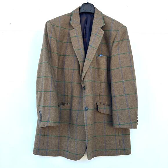 Joseph Turner Yorkshire Lambswool Windowpane Blazer Jacket 48R Mallalieus Coat - Picture 2 of 9